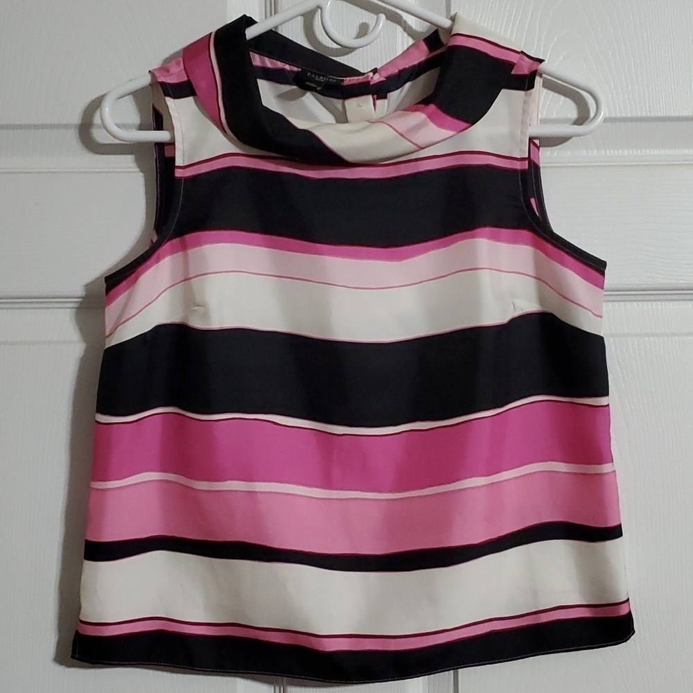 Talbots Petites Women's 2P Multicolor Striped Portrait Collar Sleeveless Blouse